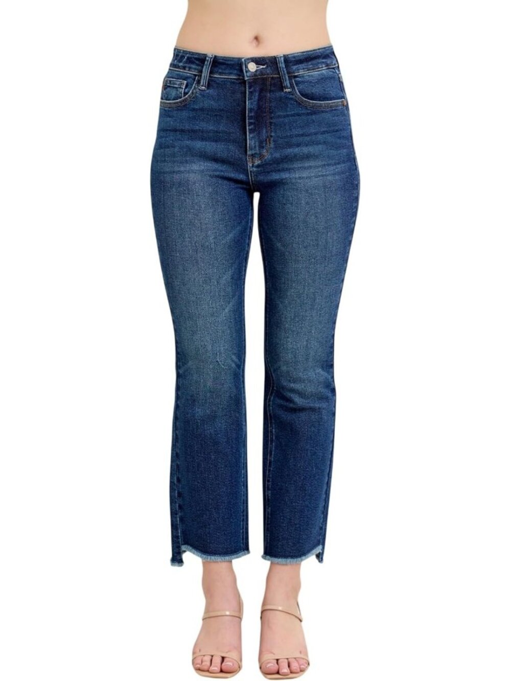 High Waisted Dark Wash Kick Flare Jeans for Women - Trendy & Stylish Fit